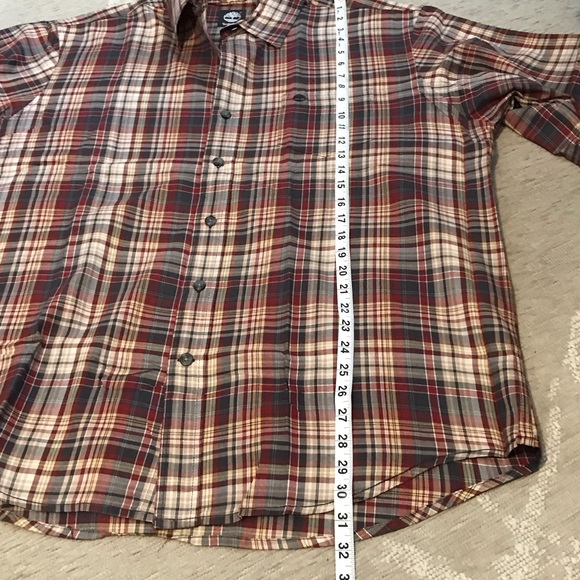 Timberland 100% Cotton Red and Brown Plaid Casual Shirt Large - Picture 5 of 5